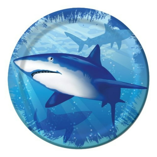 Assiettes de Dessert en Papier Rond à 8 Chiffres, Éclaboussures de Requin