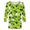 thumbnail image 3 of Women's Halloween Tee 3/4 Sleeve Crew Neck Ghost Pumpkin Graphic Shirts Plus Size Casual Cute Pullover Tops Loose Fit (4XL, Green), 3 of 4