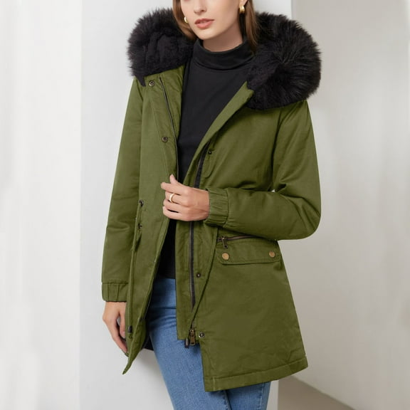 BVOFAR Women's Winter Warm Heavy Coat Plus Size Thicken Parka Jackets with Faux Fur Hood Casual Zip up Outerwear Coats with Pockets