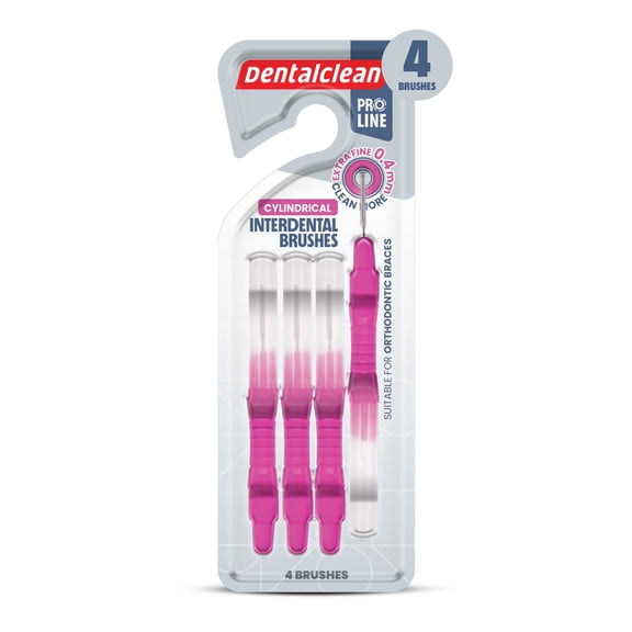 4-Pack Interdental Brush 0.4mm for Teeth Cleaning Between Gaps – Flexible Coated Wire and Ergonomic Handle for Daily Oral Care – Dentalclean
