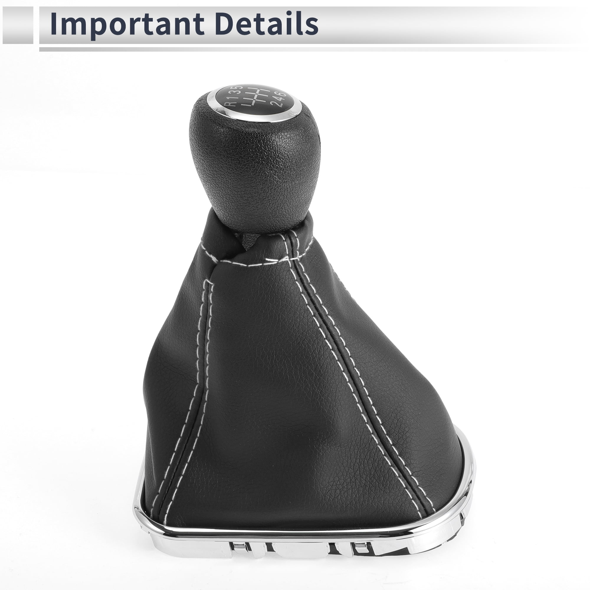 Unique Bargains 6 Speed Manual Gear Shifter Knob with Cover for Chevrolet Cruze 2010-2015 Plastic Faux Leather Automotive Gearbox Stick Shifter Lever Knob Black White
