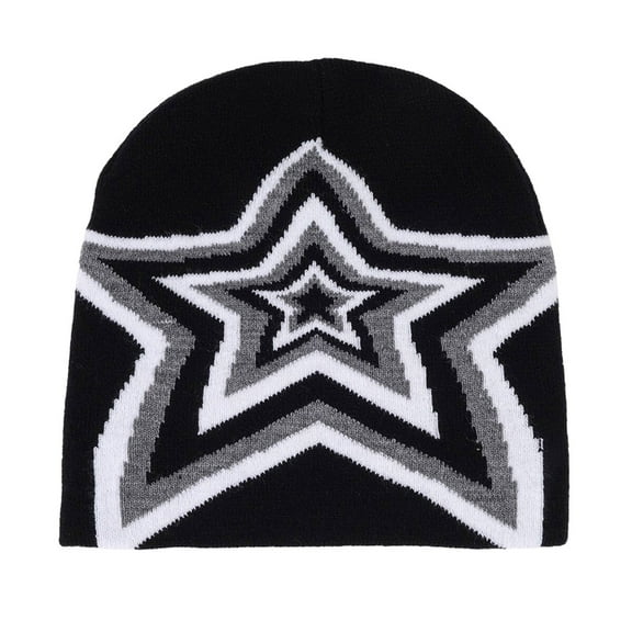 Womens Hats Star Print Lightweight Warm Pullover Cap Stretchy Casual Soft Comfortable Trendy Beanie Hat