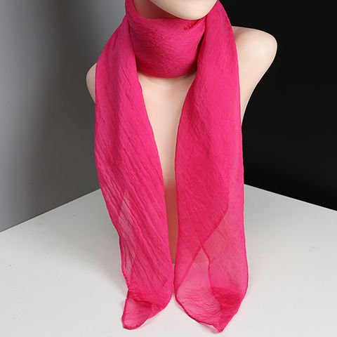 Xiao Hua Bufanda elegante y personalizada, de color liso, fina de gasa, cuadrada y decorativa (rosa)