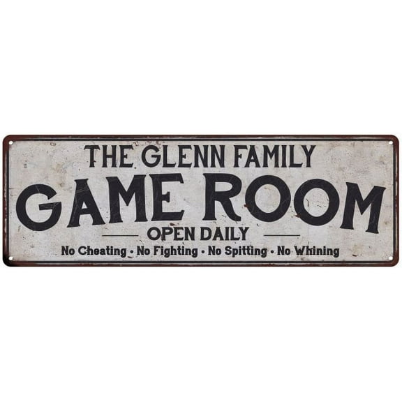 THE GLENN FAMILY Game Room Country Metal 8x24 Sign 108240042281