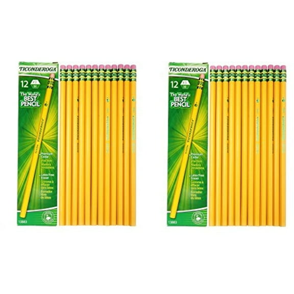 Dixon Ticonderoga Woodcase Pencil, H #3, Yellow Barrel - 24 Count (13883)