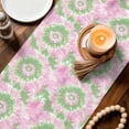 thumbnail image 5 of Tie Dye Abstract Table Runner, Ethnic Style Art Watercolor Pink Green Cotton Linen Kitchen Table Decoration Washable Dining Tabletop Runners for Home Party Decor 13x48 Inches, 5 of 9