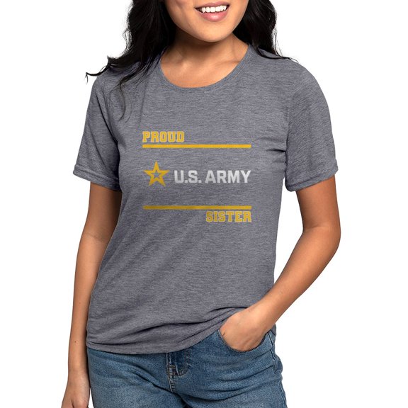 CafePress - Proud Army Sister White And Gold T Shirt - Womens Tri-blend T-Shirt