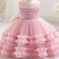 thumbnail image 5 of NAISIBABY Girls Princess Dress, Floral Bow Sequin Mesh Sleeveless Wedding Birthday Party Dress Pink 1T, 5 of 5