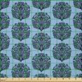 thumbnail image 2 of Ambesonne Floral Fabric by the Yard Microfiber, Paisley Hand-Drawn Pattern, 3 Yards, Pale Azure Blue Lavender, 2 of 2