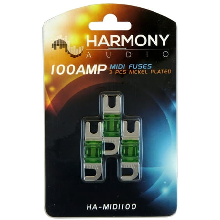 Harmony Audio HA-MIDI100 Car Stereo Fuseholder 3 Pack 100 Amp MIDI Fuses