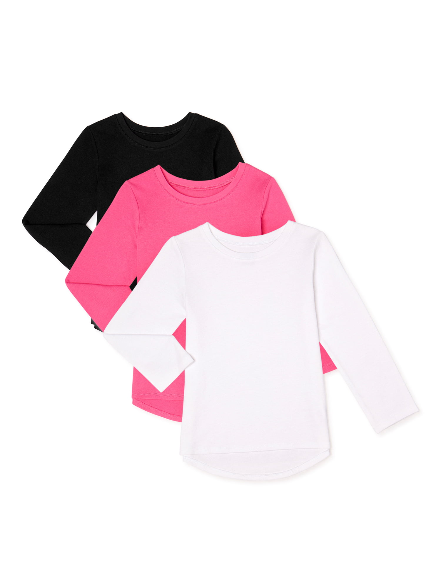 Garanimals Baby Girls & Toddler Girls Long Sleeve Solid T-shirts, 3 ...