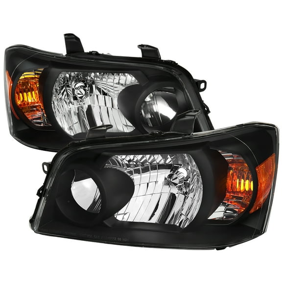 Factory Style Headlights (Black Housing/Clear Lens) Made for and Compatible with 2004-2007 Toyota Highlander