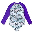 thumbnail image 4 of WOLLED 4-12 T Girls Long Sleeve Swimsuits One Piece Cute Printed Bathing Suit for Kids Toddler Summer Zipper Bikini Swimwear, 4 of 9