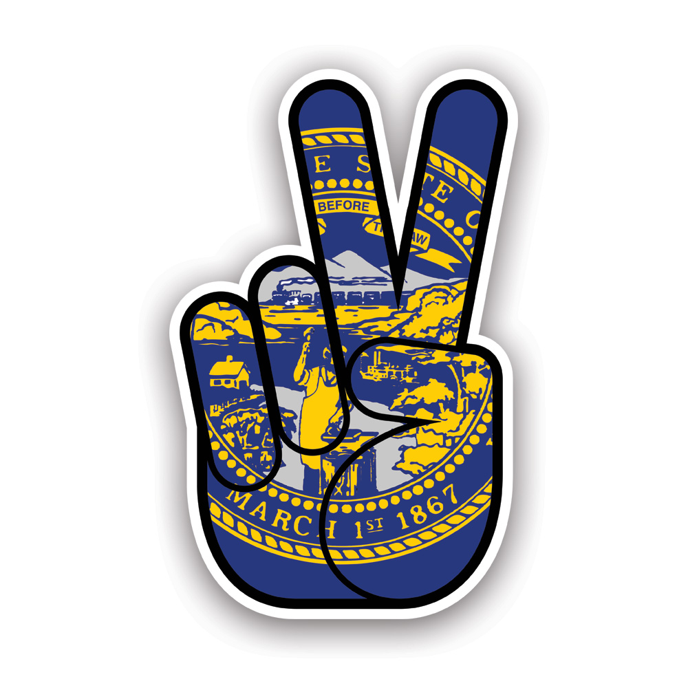 Nebraska State Shaped Peace Sign Sticker Decal - Self Adhesive Vinyl ...