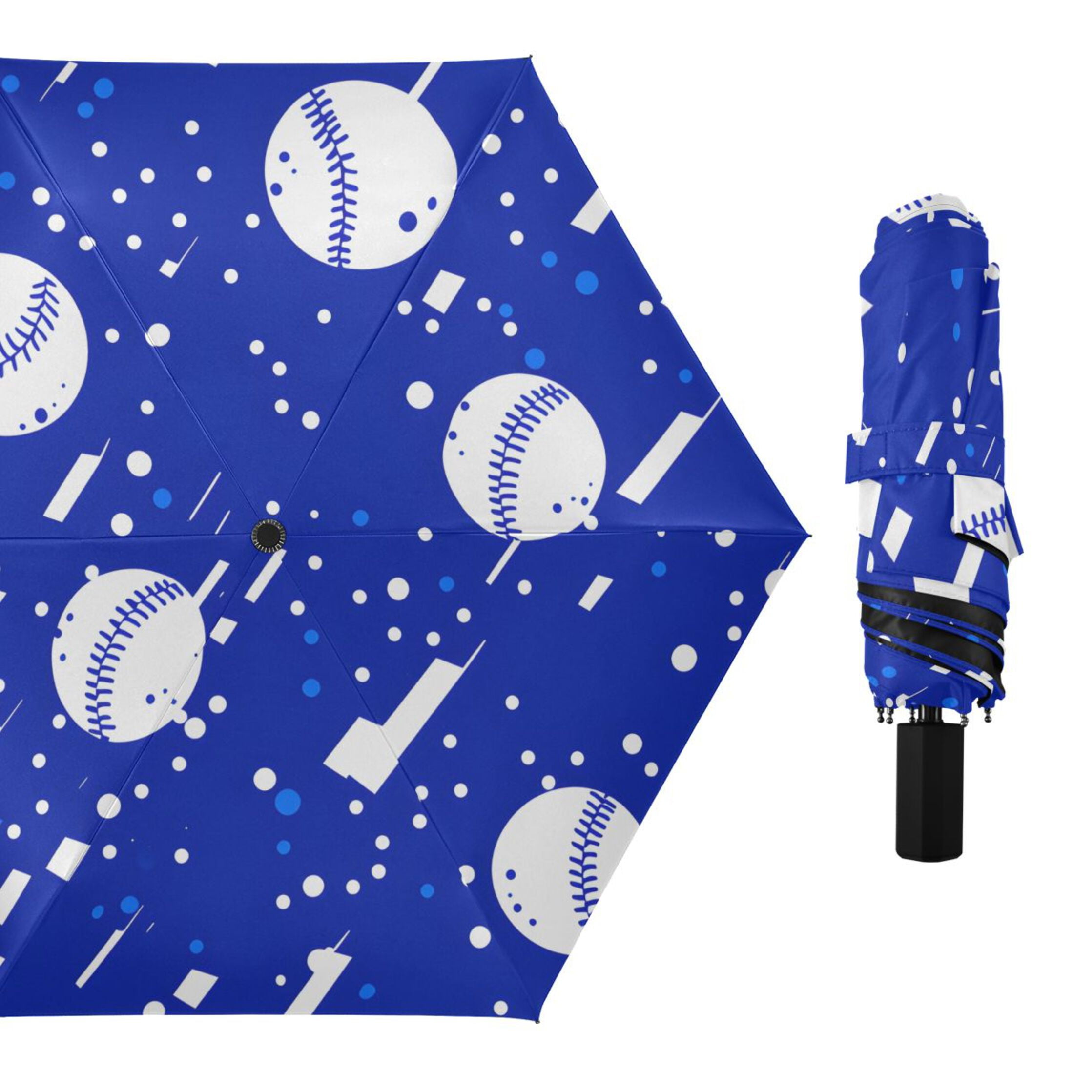 ALAZA Baseball Art Pattern UPF 50+ Compact Folding Umbrella for Rain Travel Umbrella Packable