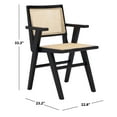 thumbnail image 3 of SAFAVIEH Couture Hattie Coastal Cane Solid Dining Armchair, Black/Natural (Set of 2), 3 of 12