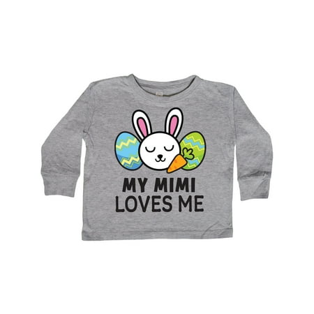 

Inktastic My Mimi Loves Me with Bunny and Easter Eggs Gift Toddler Boy or Toddler Girl Long Sleeve T-Shirt