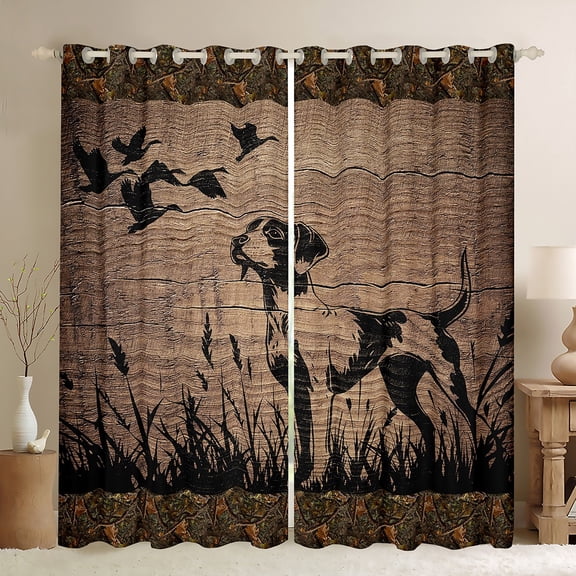 Feelyou Farmhouse Dog Animal Black Out Curtains, Vintage Lodge Cabin Curtains Pack of 2 (42x63 Each), Rustic Hunting Theme Bedroom Curtains, Curtains and Drapes Room Decor