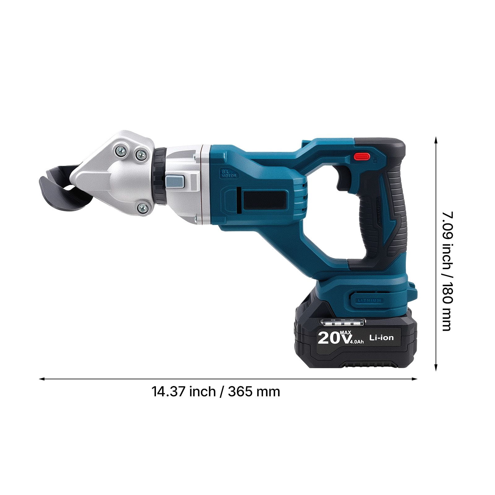 Cordless Metal Shear with 25,000 RPM, 400W Motor, 360° Rotating Head, Variable Speed, 4.0Ah Battery for Sheet Metal Cutting