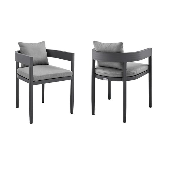 Outdoor Patio Dining Chairs - Aluminum Frame with Cushions - Set of 2