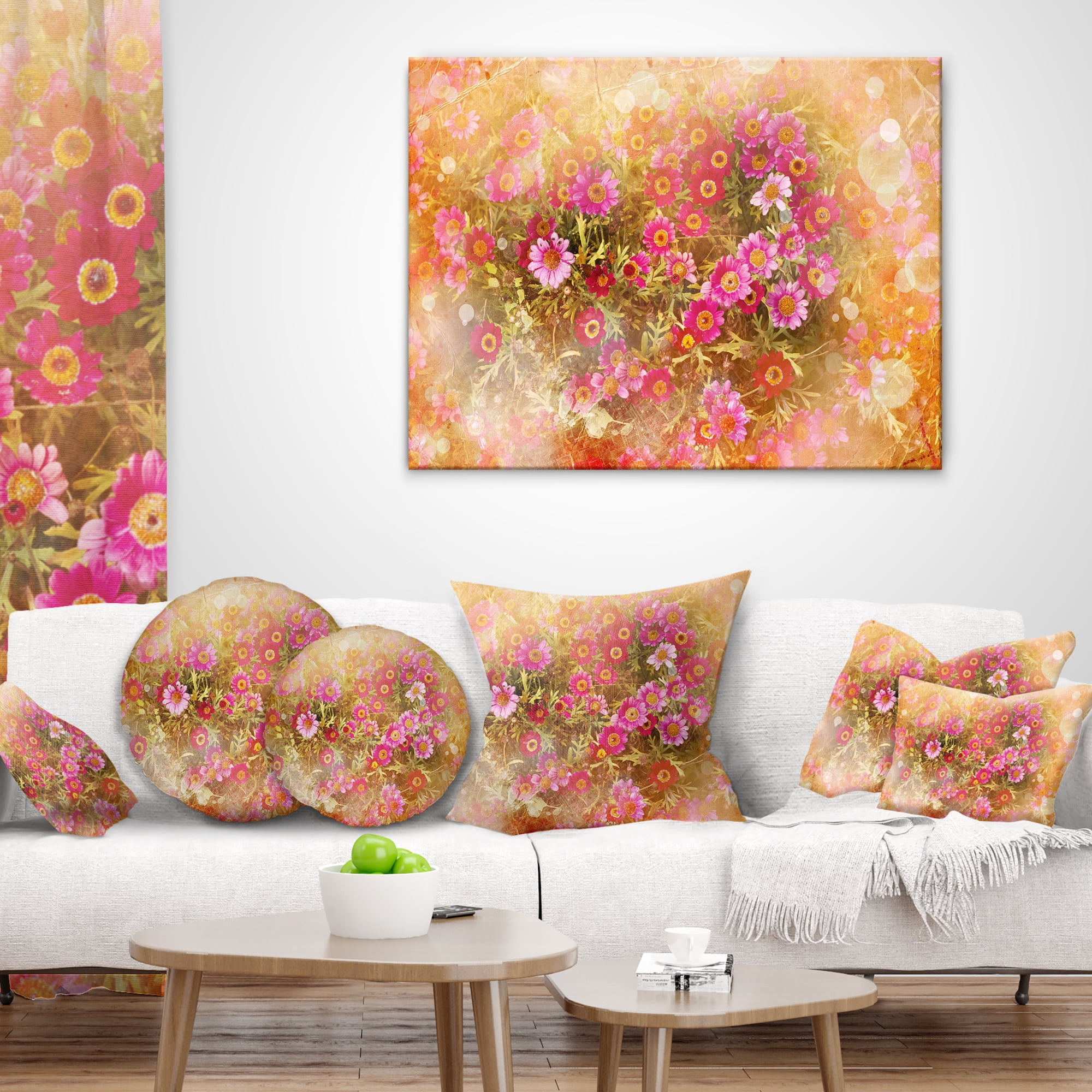Designart Spring Background with Little Flowers - Floral Throw Pillow - 18x18