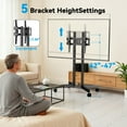thumbnail image 4 of MountFTV Modern Rolling TV Stand Mount for 32-70 Inch TVs, Mobile TV Stand holds up to 88 lb with 5 Height Adjustable Mobile TV Cart with Tilt, Max 400x400mm Rolling TV Cart, 4 of 8