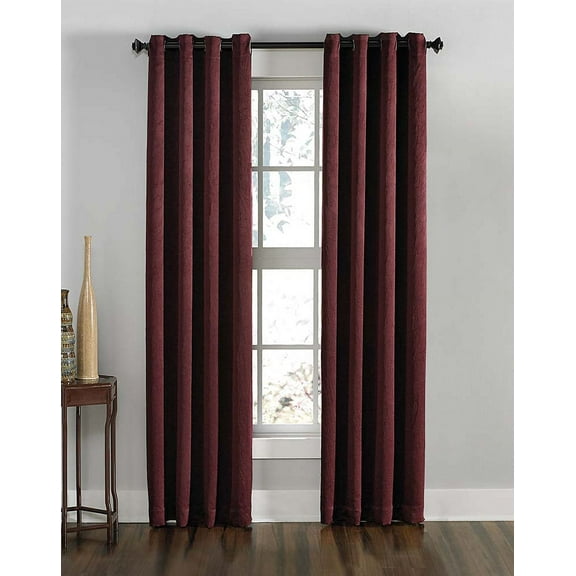 Curtainworks Lenox Grommet Curtain Single Panel Indoor, 50"W x 84"L, Wine, Adult
