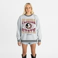 thumbnail image 4 of Women's Gameday Couture Ash Florida State Seminoles Oversized Fade Route Ringer Stripe Sweatshirt, 4 of 6