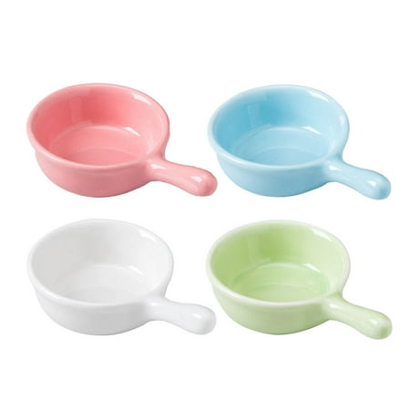 

NUOLUX 4pcs Sauce Dipping Plate Small Handle Seasoning Tray Flavor Condiment Dishes