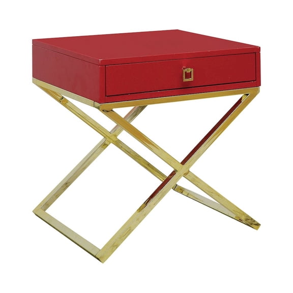 Shea 1-Drawer Wood End Table, Red