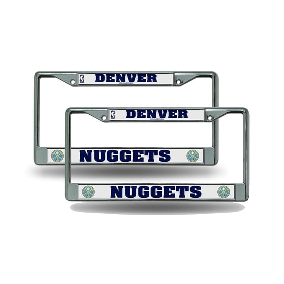 Denver Basketball Nuggets Chrome Metal (2) License Plate Frame Set
