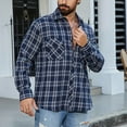 thumbnail image 3 of ZUKMRJPC Men's Vintage Plaid Shirts Long Sleeve Classic Button Down Lapel Casual Shirt Jacket Lightweight Work Shirt with Flap Pocket, 3 of 6