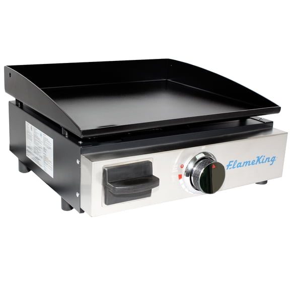 Flame King Tabletop Propane Cast Iron Grill Griddle with Regulator for RV Pullout Kitchen