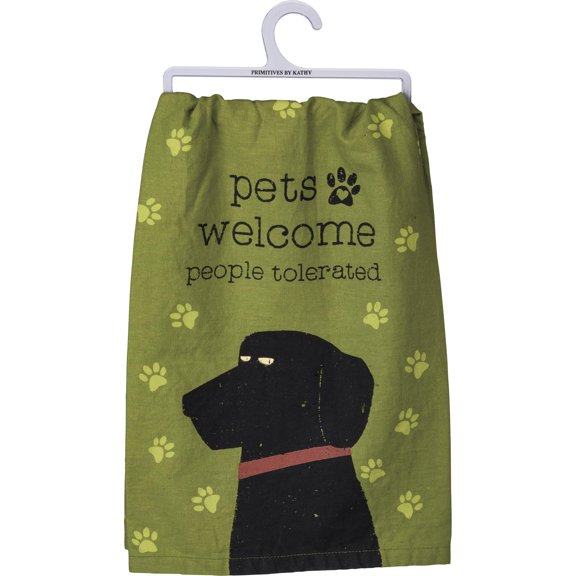 Primitives by Kathy Cotton Dish Towel Set - Dog Design, Kitchen/Bathroom Decor, Tea Towels, 28"x28"