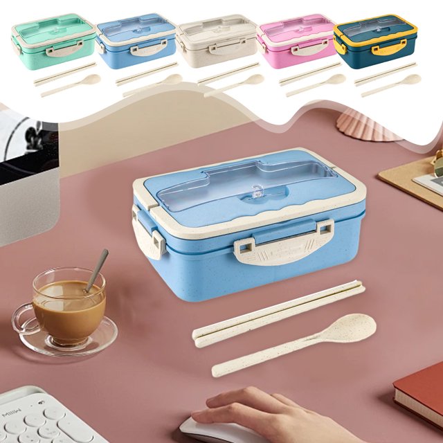 Microwave-Safe Lunch Box with Spoon - Leakproof, Multi-Compartment Bento Box for Work, School & Adults