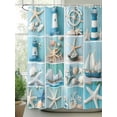 thumbnail image 2 of Fsddascl Coastal Summer Beach Shower Curtain Set - Standard 72" x 72" Bathtub Curtain with 12 Hooks, Lighthouse Starfish Blue Wooden Waterproof Fabric Stall Shower Curtains for Bathroom/Bathtub, 2 of 6