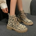 thumbnail image 2 of Womens Ankle Boots Ladies Fashion Winter Suede Leopard Lace Up Thick Heel Short Boots Footwear for Stylish Comfort, 2 of 9