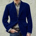 thumbnail image 5 of Men's Solid Color Corduroy Warm Pocket Suit Jacket Cardigan for Casual and Formal Occasions, Men's Casual Suit with Comfort Fit and Stylish Design,Blue,2XL, 5 of 6