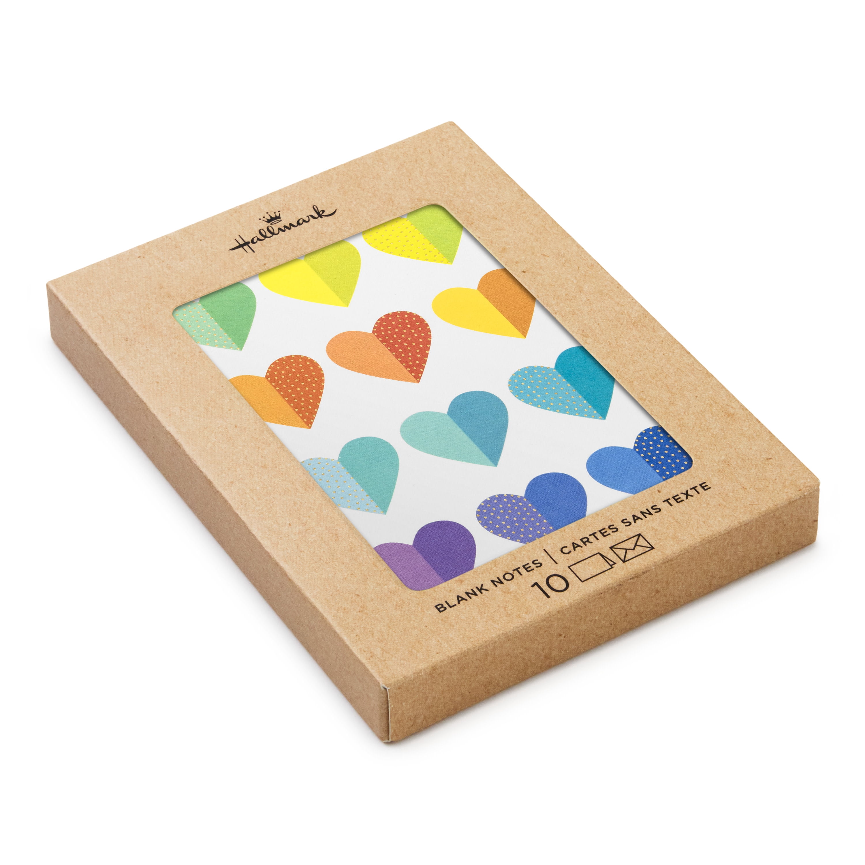 Hallmark Blank Notes (Colorful Rows of Hearts), Pack of 10