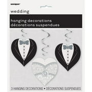 32" Hanging Heart Wedding Decorations, 3-Count