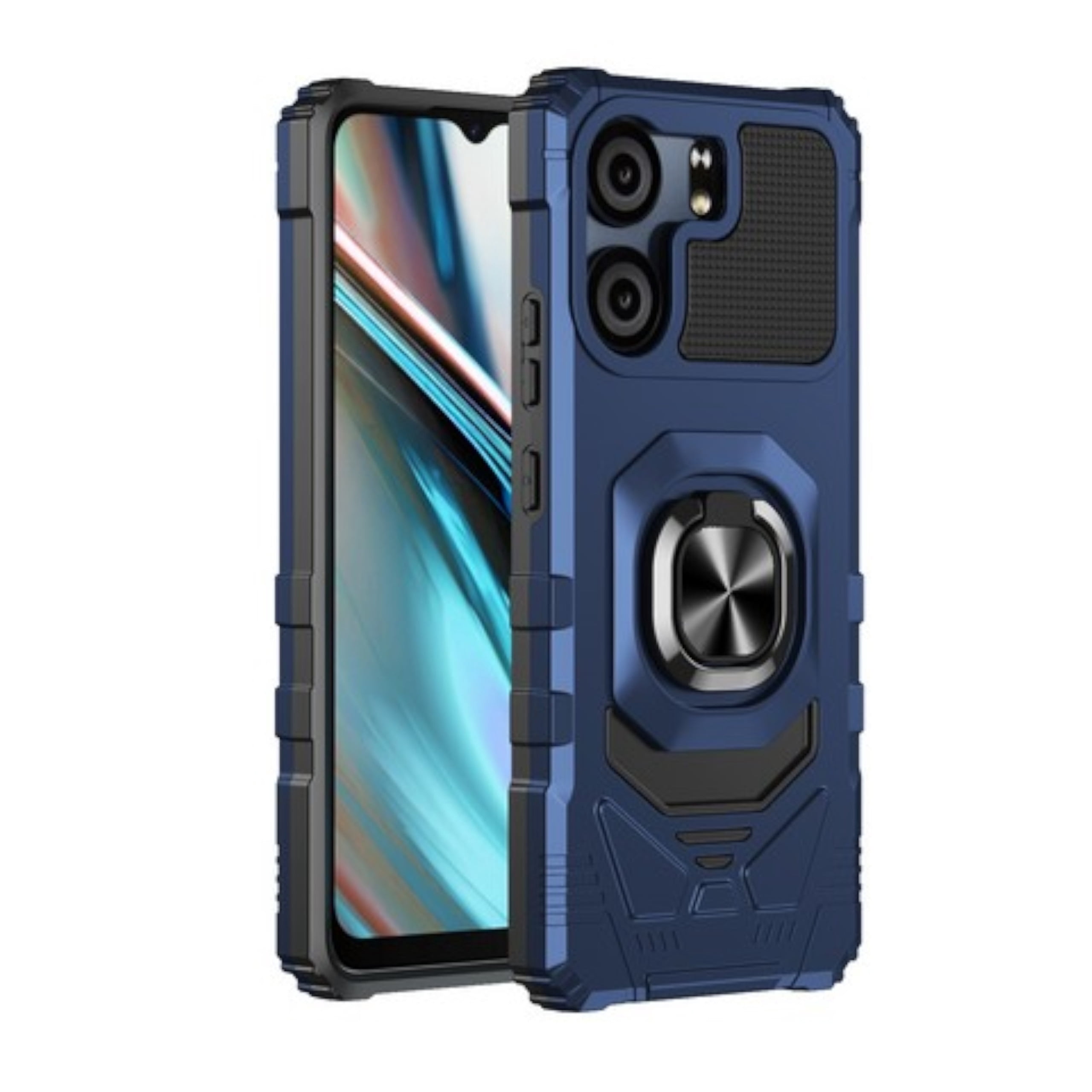 For BLU View 5 2024 Case Hybrid Magnetic Car Mount Ring Kickstand Stand Holder Full-Body Armor Hard Protective [Military Grade] Phone Cover - Blue