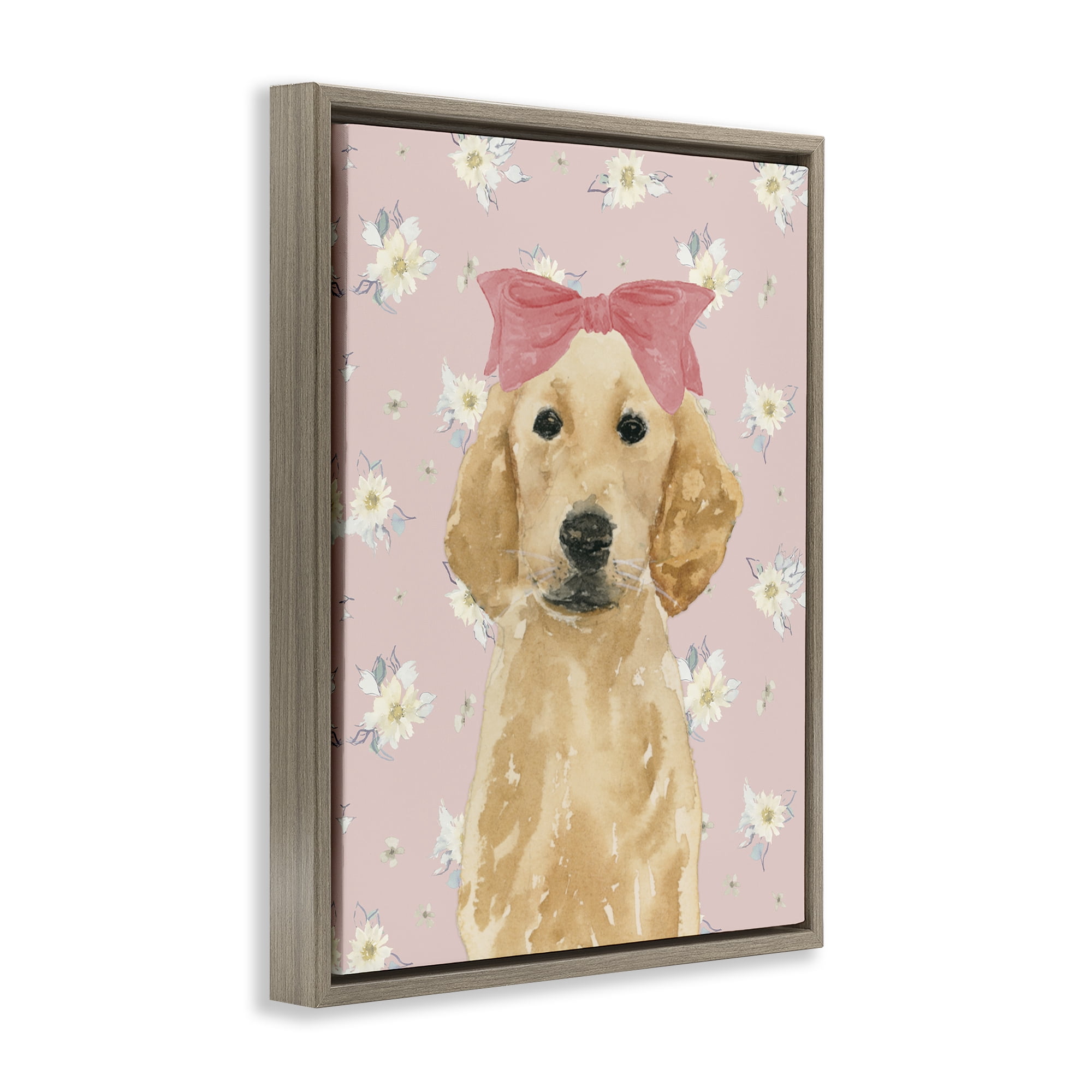 Stupell Industries Picture Ready Retriever Brown Framed Floater Canvas Wall Art, design by Lucille Price