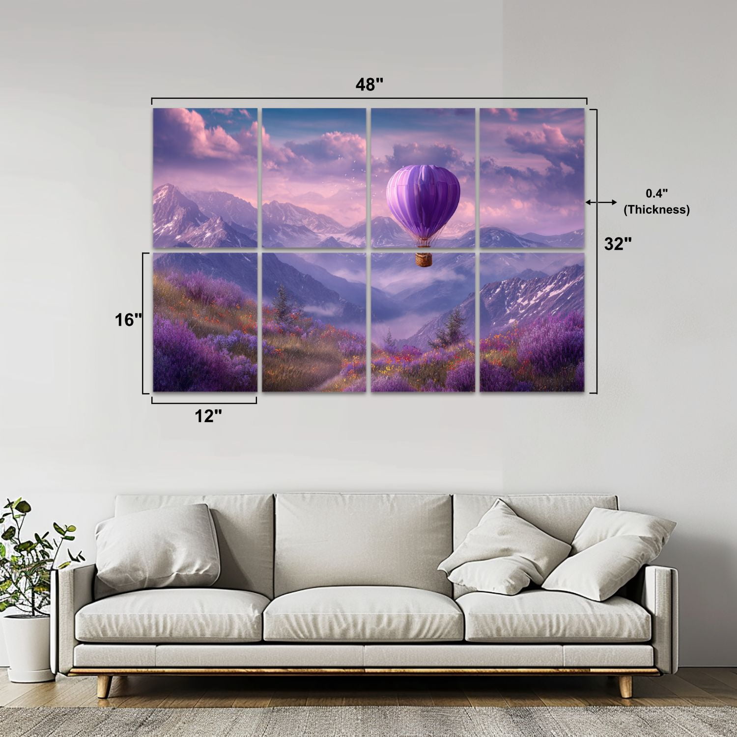8 Pack Art Acoustic Panels Sound Absorbing Hot Air Balloon Decorative Soundproof Wall Panels Self Adhesive for Nursery Game Room Bedroom 48"x32"
