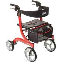 4 Wheel Rollator, Nitro, Red Adjustable Height Aluminum Frame, RTL10266 - EACH