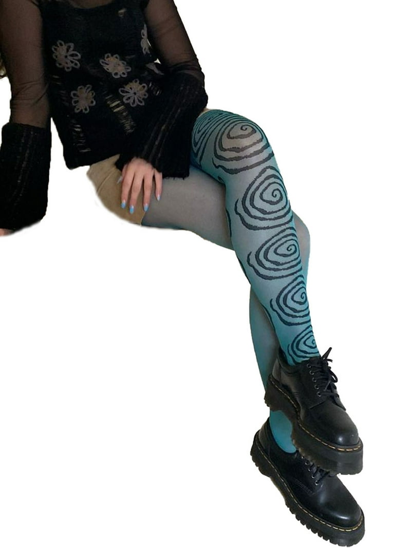 逃跑乐园loveplayshop y2kチェック柄星　タイツ　ブラック ストッキング 黒 柄 タイツ ハート パーティ 結婚式 個性的