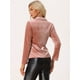 thumbnail image 4 of Chaqueta de terciopelo de oficina frontal con botón de solapa con muesca vintage para mujer Rosa S, 4 of 6