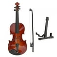 thumbnail image 1 of Violín de madera en miniatura de 17 cm con soporte, instrumento musical, artesanía, decoración, regalo., 1 of 11