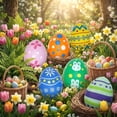 thumbnail image 2 of 6Pack Inflatable Easter Eggs Decorations 13.8In,Large Colorfull Easter Egg Outdoor Ornaments Plastic Blow up Eggs Hanging Decoration Toddlers Toys for Holiday Party Yard Garden Home Indoor, 2 of 10