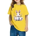 thumbnail image 1 of Virmaxy Boys Girls Easter Party Cotton Tee Rabbit & Egg Hunt Design Round Neck T-shirt for 3-10Yrs Summer Camp Sunday Brunch Yellow-3 7 Years, 1 of 4