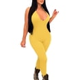 thumbnail image 1 of Gibobby pantalones siameses de pierna ancha Mono multicolor informal deportivo delgado con cuello colgante y nalgas sin espalda para mujer(Amarillo， S), 1 of 5